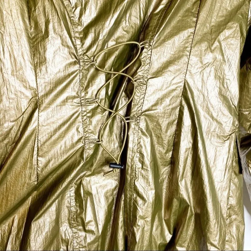 Carbon 38 Gold Crinkle Track Jacket Lace Back XS
